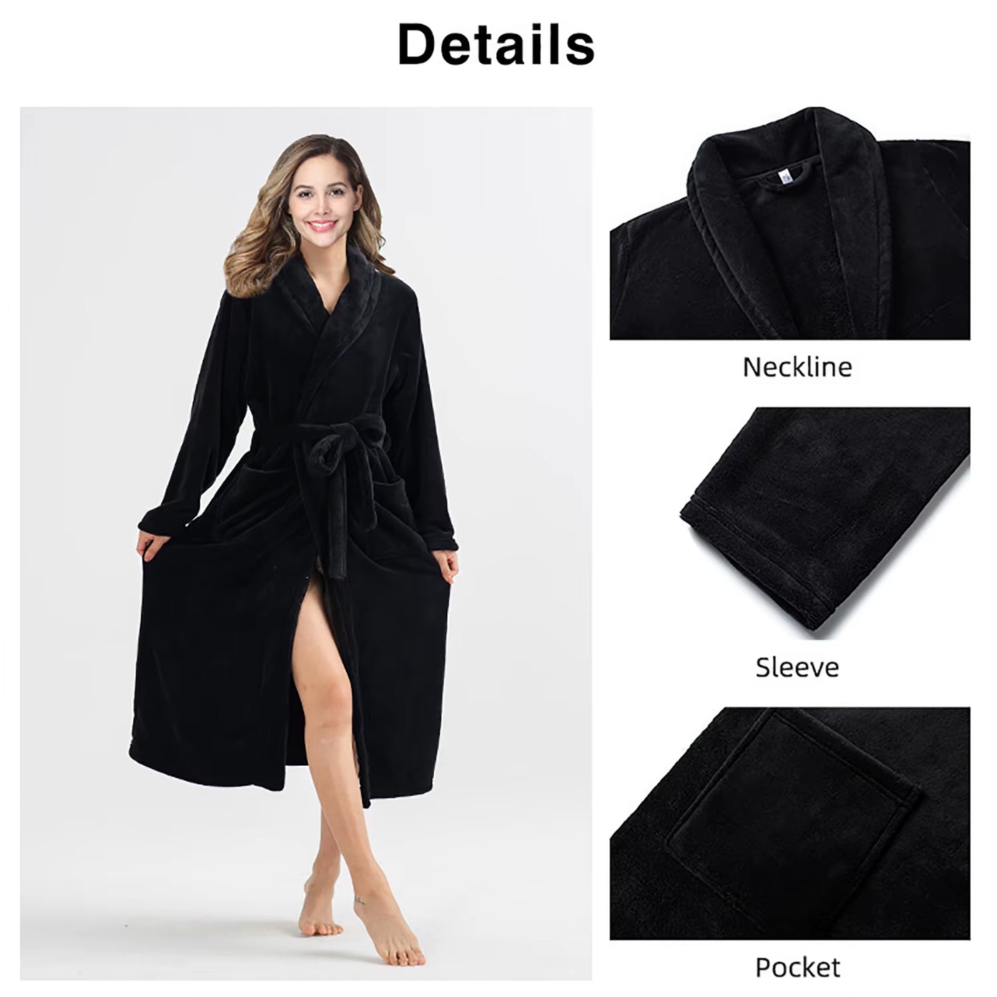 Women'S Solid Color Lapel Bathrobe Autumn and Winter Models Facecloth Warm and Comfortable Long-Sleeved Robe Homewear